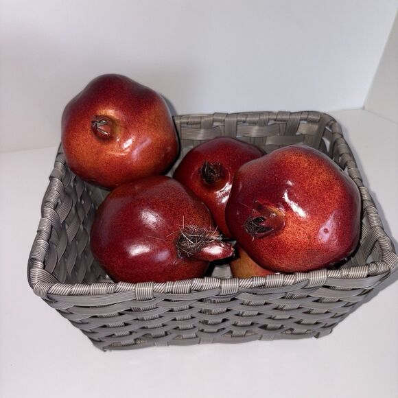 Pomegranate Faux Fruit Bowl Filler Set of 6 Red Home Table Decor - Picture 2 of 9
